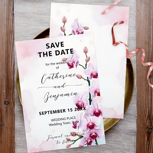 Elegante, rosa Blumenmotchor Save The Date