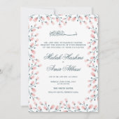 Elegante rosa blumenmuslimische Hochzeit Einladung (Vorderseite)