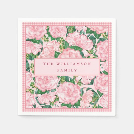 Elegante rosa Blumenmuster Sommerfamilie Serviette (Vorderseite)