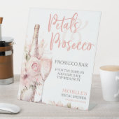 Elegante Rosa Blumenprosecco Bar Sockelschild (In Situ)