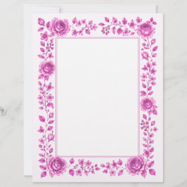 Elegante rosa Blumenrand Briefbogen