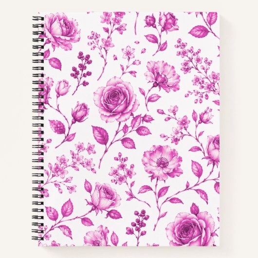 Elegante rosa Blumenrand Notizblock (Vorderseite)