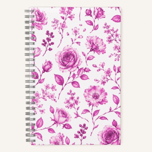Elegante rosa Blumenrand Notizblock (Vorderseite)