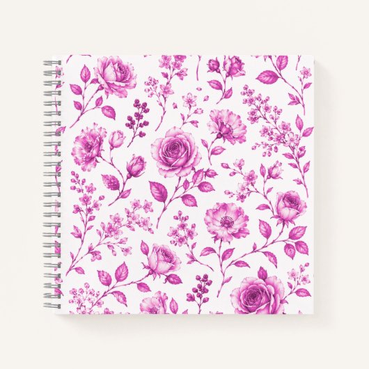 Elegante rosa Blumenrand Notizblock (Vorderseite)