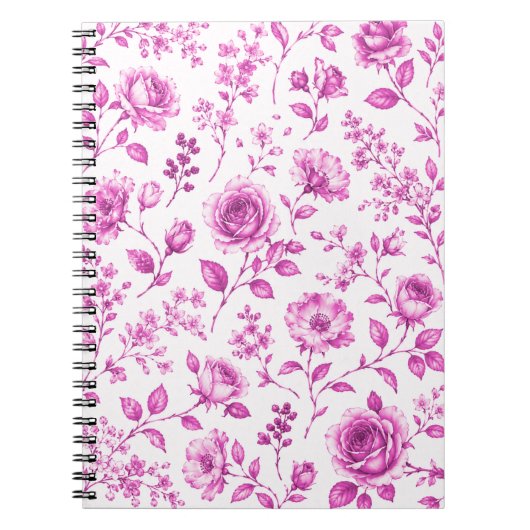 Elegante rosa Blumenrand Notizblock (Vorderseite)