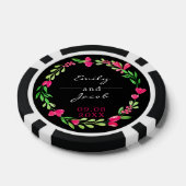 Elegante rosa Blumenreath Black Wedding Pokerchips (Einzeln)
