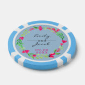 Elegante rosa Blumenreath Blaue Hochzeit Pokerchips (Einzeln)