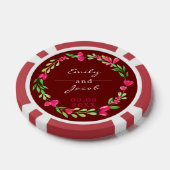 Elegante rosa Blumenreath Dunkle rote Hochzeit Pokerchips (Einzeln)