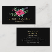 Elegante rosa Blumensalon II Visitenkarte (Vorne/Hinten)