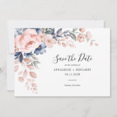 Elegante rosa Blumenschrift Botanische Hochzeit Save The Date (Vorderseite)