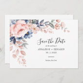 Elegante rosa Blumenschrift Botanische Hochzeit Save The Date (Vorne/Hinten)