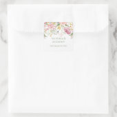 Elegante rosa Blumenschrift Quadratischer Aufkleber (Tasche)