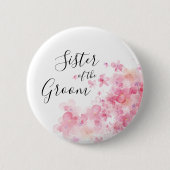 Elegante rosa Blumenschwester des Bräutigams Button (Vorderseite)