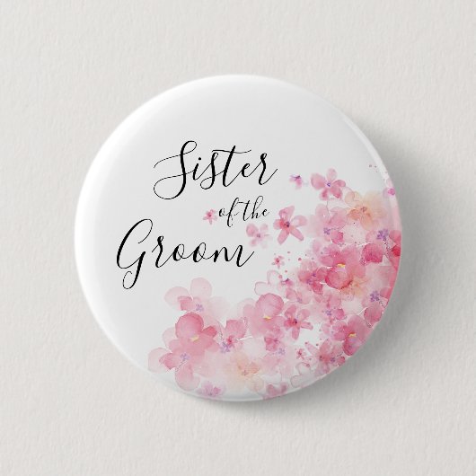 Elegante rosa Blumenschwester des Bräutigams Button (Vorderseite)