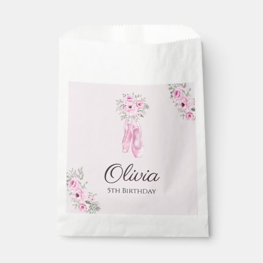 Elegante Rosa Blumenstrauß Ballerina Schuhe Girls Geschenktütchen (Vorderseite)