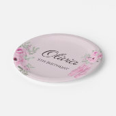 Elegante Rosa Blumenstrauß Ballerina Schuhe Girls Pappteller (Schrägansicht)