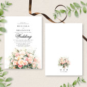 Elegante rosa Blumenstrauß Monogram Wedding Einladung