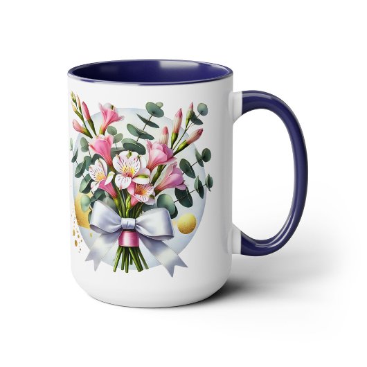 Elegante rosa Blumenstrauß-Tasse Tasse