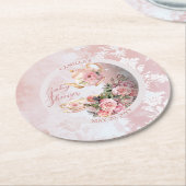 Elegante Rosa Blumenstrauß Teatro Sociale Bellinzo Runder Pappuntersetzer (Angewinkelt)