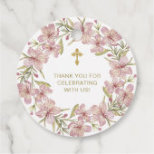 Elegante rosa Blumentaufe Vielen Dank Geschenkanhänger (Rückseite)