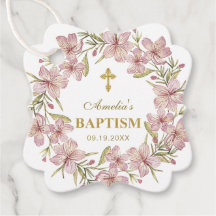 Elegante rosa Blumentaufe Vielen Dank