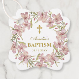 Elegante rosa Blumentaufe Vielen Dank Geschenkanhänger