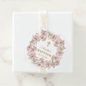 Elegante rosa Blumentaufe Vielen Dank Geschenkanhänger (Beispiel)