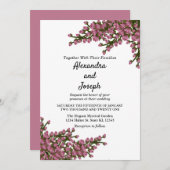 Elegante rosa Blumenwasser Botanische Hochzeit Ankündigung (Vorne/Hinten)