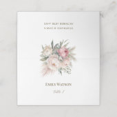 Elegante Rosa Blumenzettel Platzkarte (Außenseite Aufgefaltet)