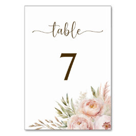 Elegante Rosa Blumenzettel Tischnummer