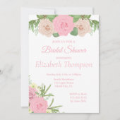 Elegante Rosa Blush Bloral Bridal Dusche Einladung (Vorderseite)