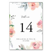 Elegante Rosa Blush Bloral Wedding Tischnummer (Rückseite)