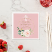 Elegante rosa Blush Bloral Weiße Taufe Serviette (Beispiel)