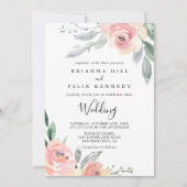 Elegante Rosa Blush Blues Front & Back Wedding Einladung (Vorderseite)