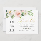 Elegante Rosa Blush Blume Hochzeit Gold Save The Date (Vorderseite)
