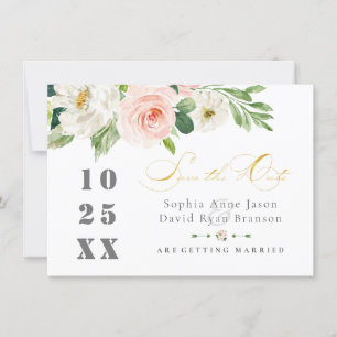 Elegante rosa Blush Blumen Hochzeit Gold Save The Date