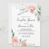 Elegante Rosa Blush Blumenpaare Dusche Einladung (Vorderseite)