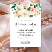 Elegante Rosa Blush Floral Quinceañera Einladung
