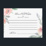 Elegante Rosa Blush Floral Wedding Advice Card Postkarte<br><div class="desc">Diese elegante Rosa Blütentipp für Hochzeitsfeiern ist perfekt für eine moderne Hochzeit. Das Design ist mit handgezeichnet rosa blüten Rose und Pfannkuchen mit grünen und grauen Blätter, inspirierend natürliche Schönheit. Diese Karten sind ideal für Hochzeiten, Brautparty, Babydusche, Graduiertenfest u.v.m. Personalisieren Sie die Karten mit den Namen der Braut und Bräutigam,...</div>