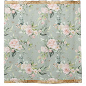 Elegante Rosa Blush Gold Eukalyptus Sage Duschvorhang (Vorderseite)