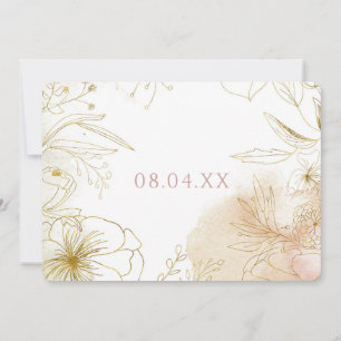 Elegante Rosa Blush Gold Floral Wasserfarbe Save The Date