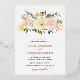 Elegante, rosa Blush Hochzeitsstimmung Rose Gold Folieneinladung