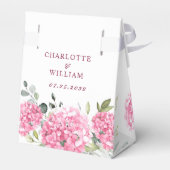 Elegante Rosa Blush Hydrangea Eukalyptus Wedding Geschenkschachtel (Rückseite)