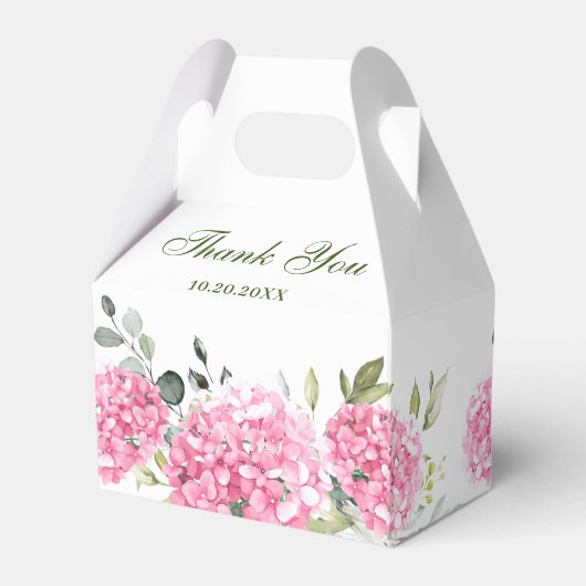 Elegante Rosa Blush Hydrangea Eukalyptus Wedding Geschenkschachtel (Rückseite)