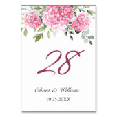 Elegante Rosa Blush Hydrangea Eukalyptus Wedding Tischnummer (Vorderseite)