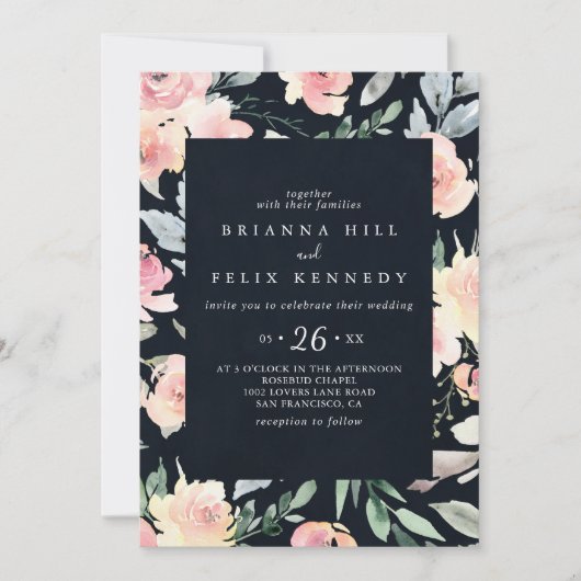 Elegante rosa Blush Lässige Hochzeit mit geometris Einladung (Vorderseite)