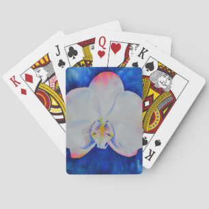 Elegante rosa Blush-Orchidee Aquarell-Blumen Spielkarten