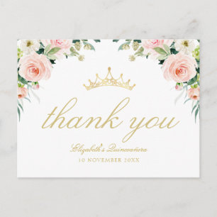 elegante rosa blush quinceanera Dank Karte