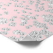 Elegante Rosa Blush Silber Konfetti Brautparty Poster (Ecke)