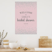 Elegante Rosa Blush Silber Konfetti Brautparty Poster (Küche)